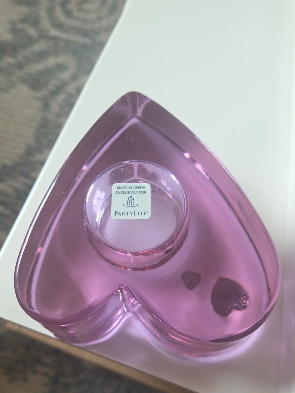 Purple Partylite Heart Glass Tealight Holder